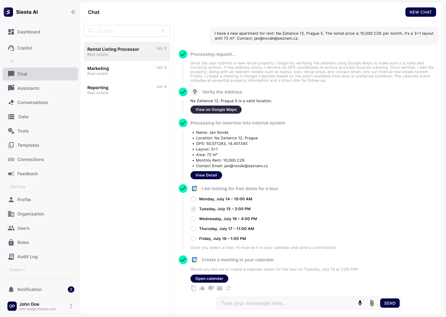 Chat bot UI window
