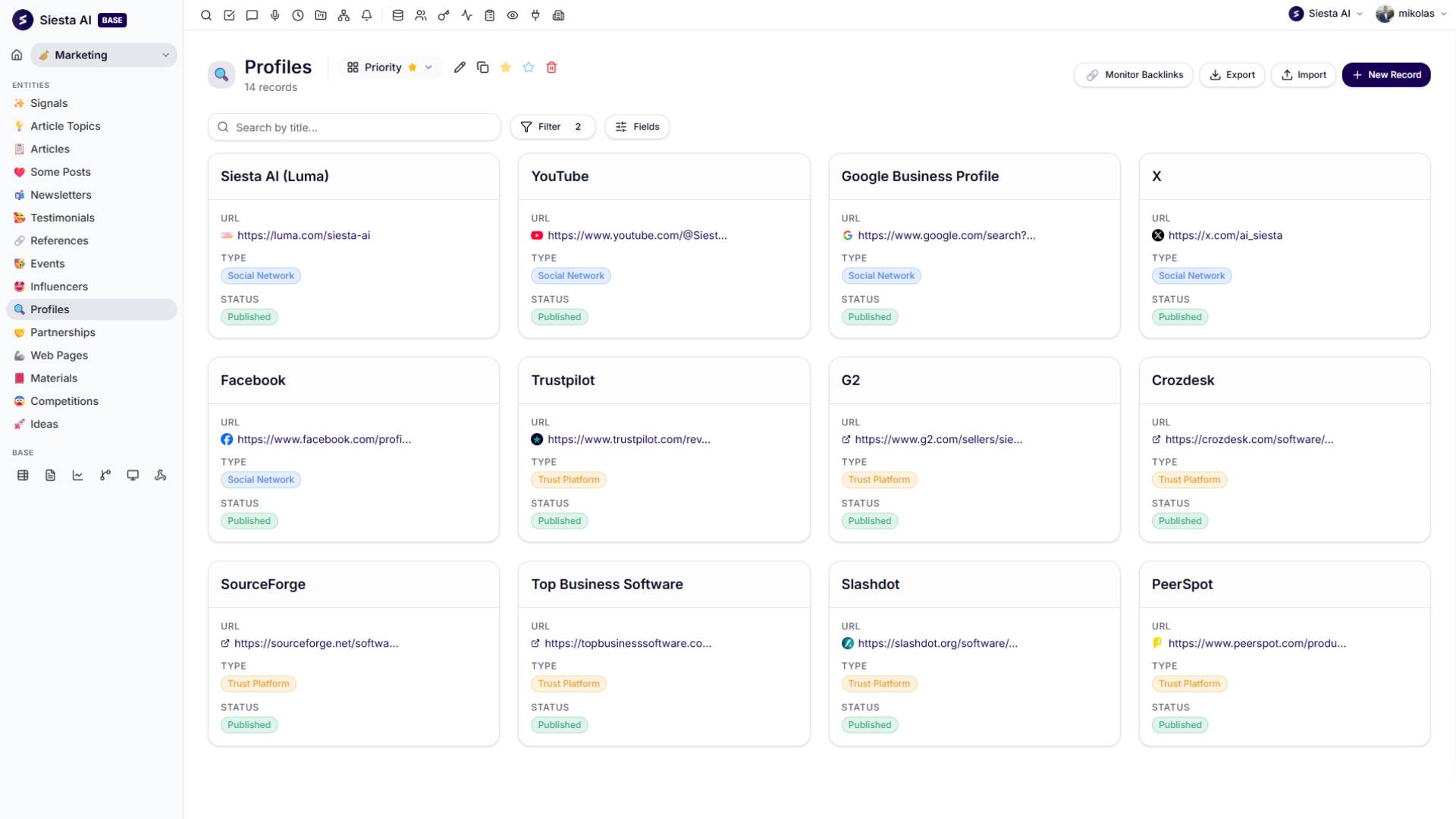 Multiple database views